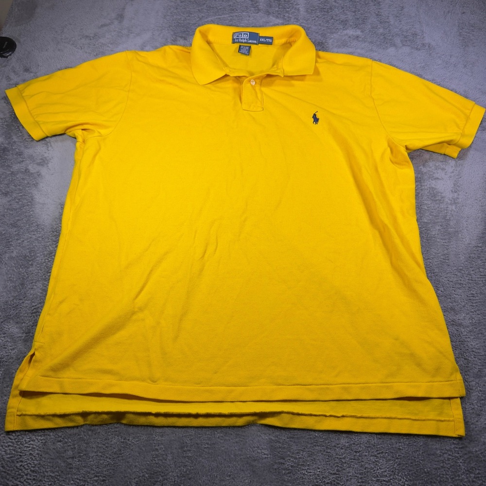 Polo Ralph Lauren Mens XXL Yellow Short Sleeve Pique Pony Logo Polo Shirt